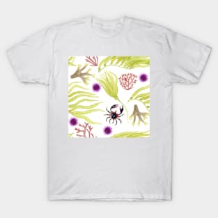 Watercolor Seaweed and Kelp Pattern T-Shirt